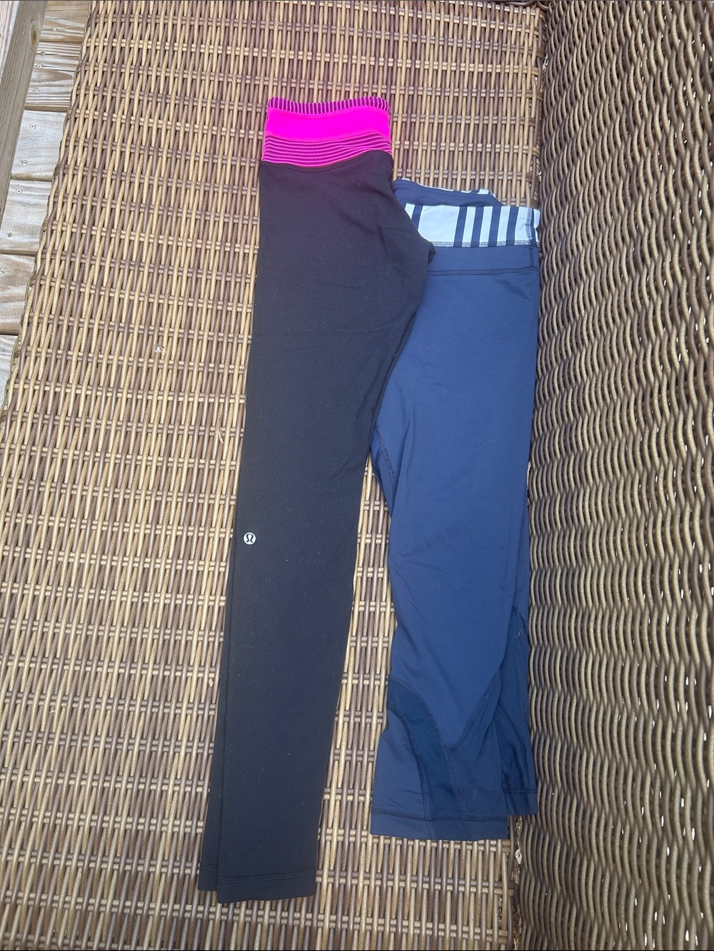 Lululemon women’s Black Leggings and 3/4 length navy blue women’s leggings
